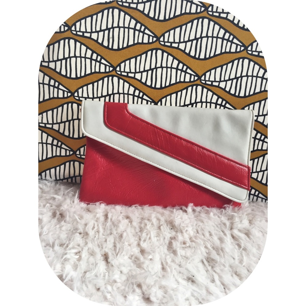 Red and white clutch
